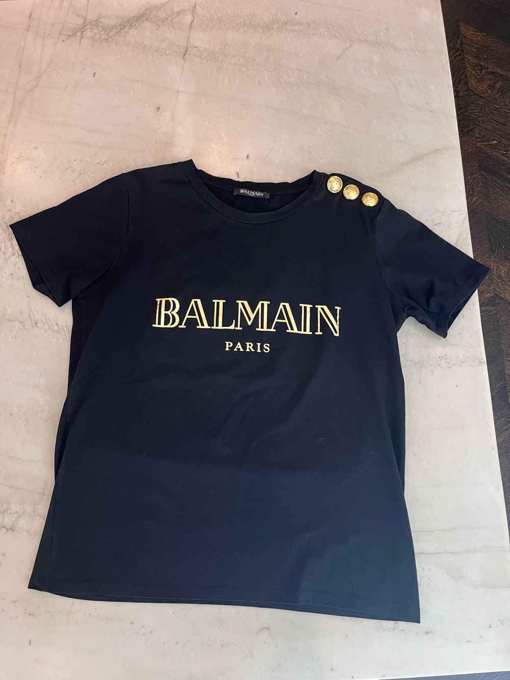 Balmain designer designer T-shirt with gold buttons